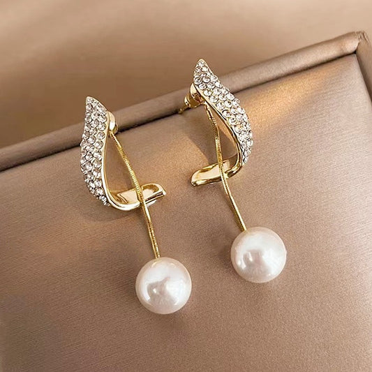 Sier Needle Two-piece Pearl Fashion Dignified Goddess Sense Earrings