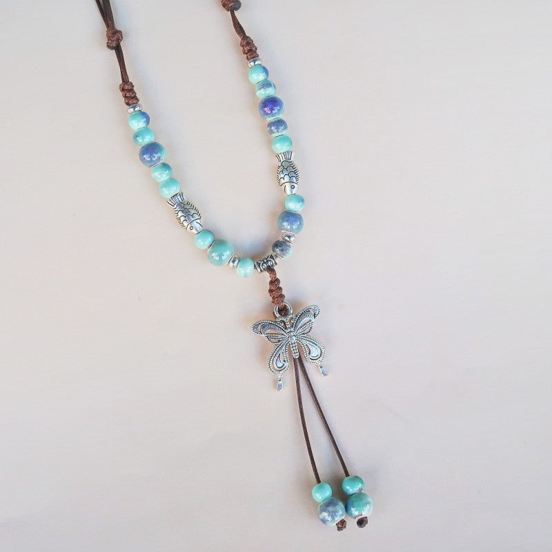 Women's Butterfly Braided Rope Chinese Ethnic Retro Light Luxury High-grade Necklace