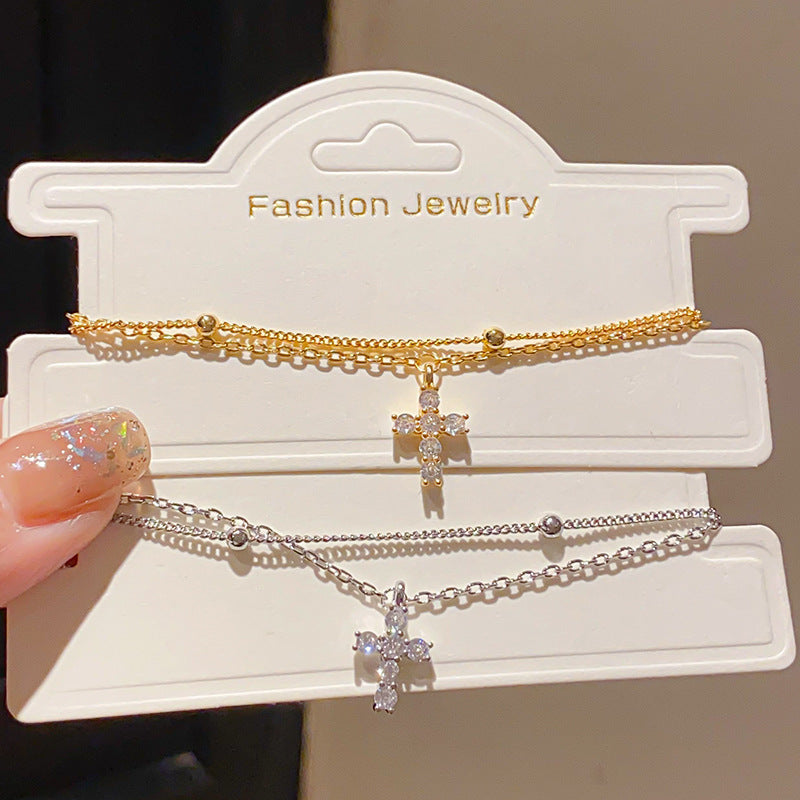 Electroplated Light Luxury Zircon Cross Retro Bracelet