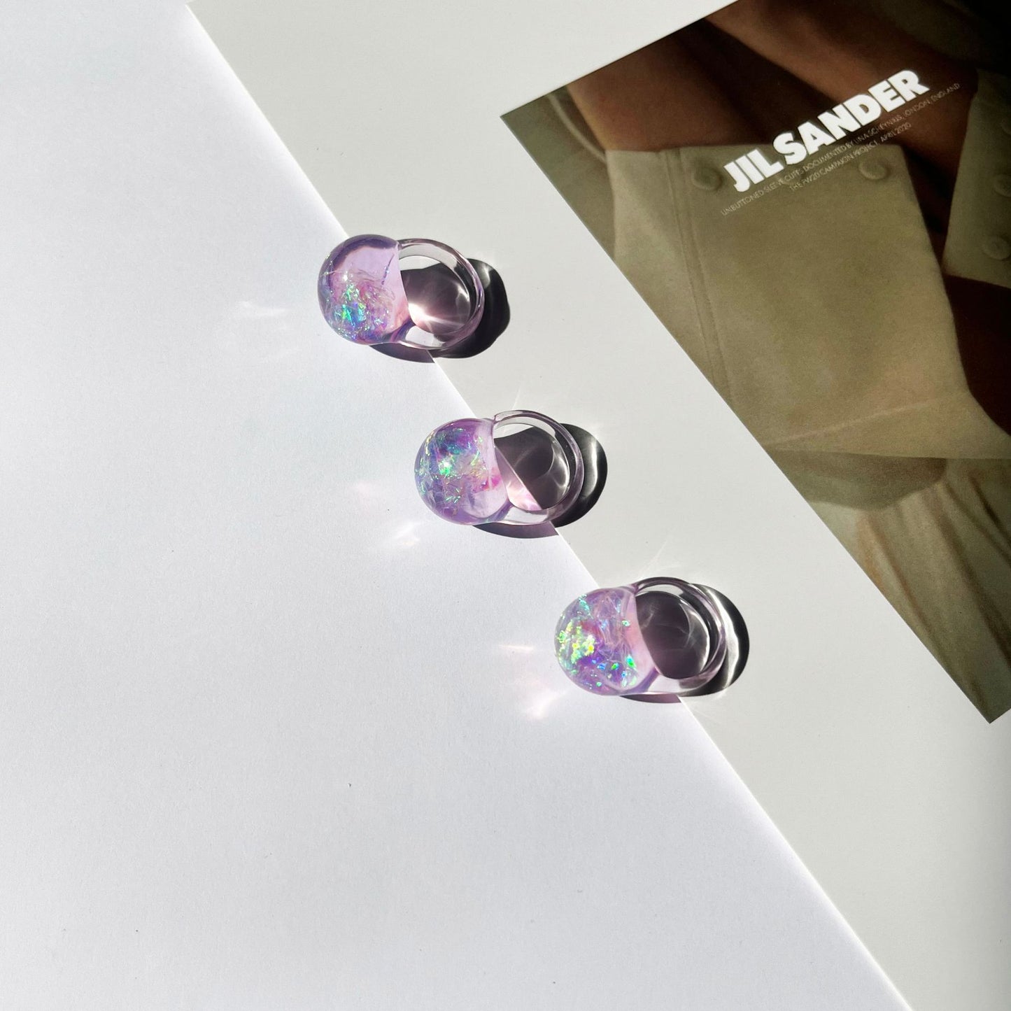 Imitation Opal Resin Colorful Planet Ball Rings