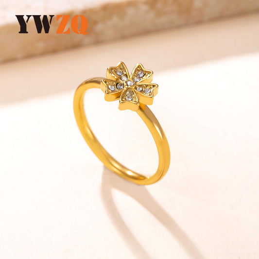 Titanium Steel Welding Flower Female Fashion High-grade Ring