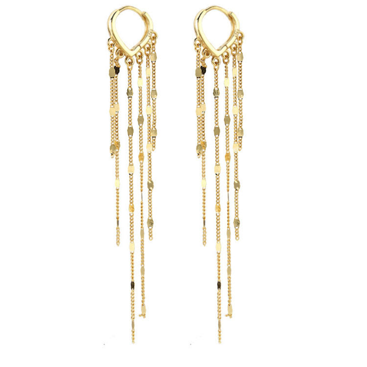 Women's Niche Design Sequins Long Fringe Trendy Elegant Ear Line