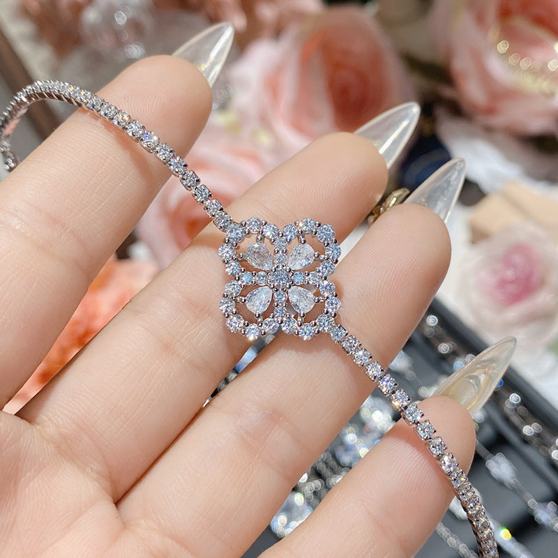 Camellia Bright Luminous Platinum Series Plated Zircon Super Flash Light Bracelet