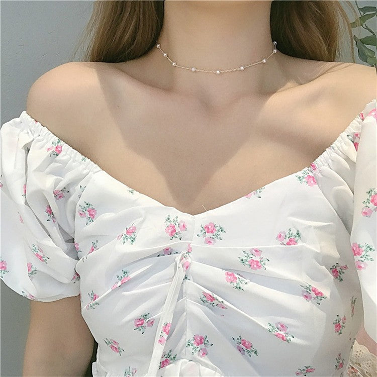 Women's French Vintage Pearl Fashion Short Neck Necklace