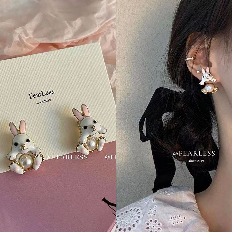 Women's Korean Style Sier Needle Elegant Pearl Love Heart Flowers Earrings