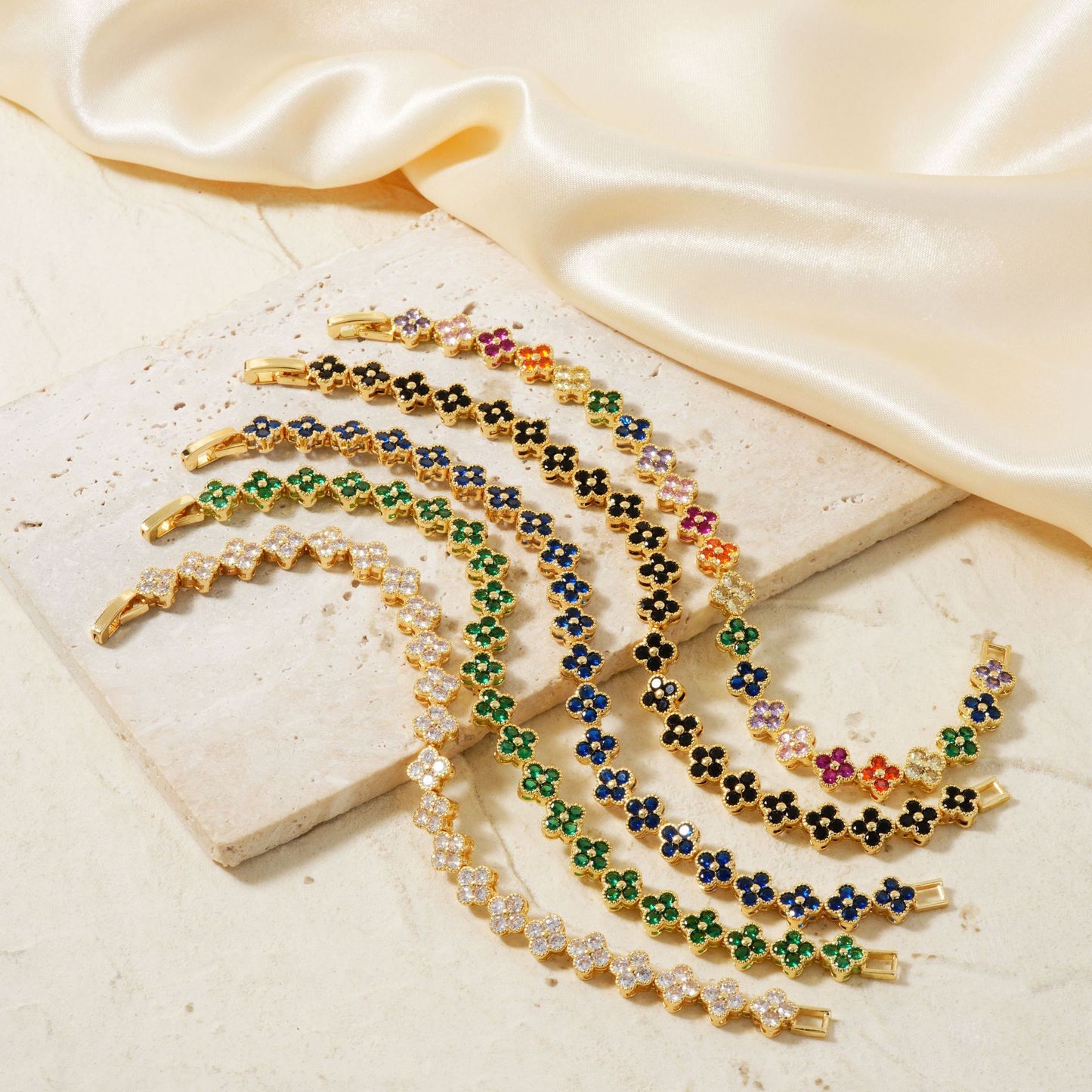 Clover Colorful Zircon Fashion Design Luxury Bracelets