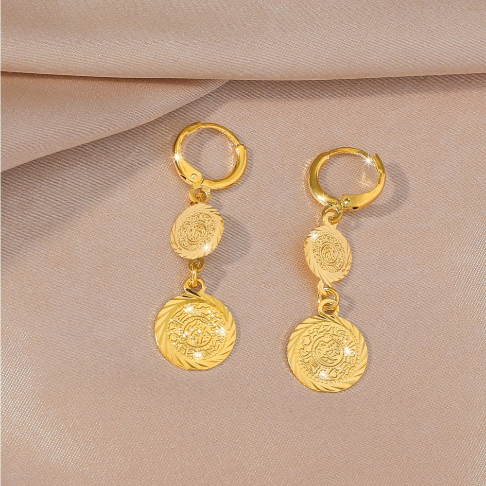 Alluvial Gold Bohemian Style Hollow Antique Earrings