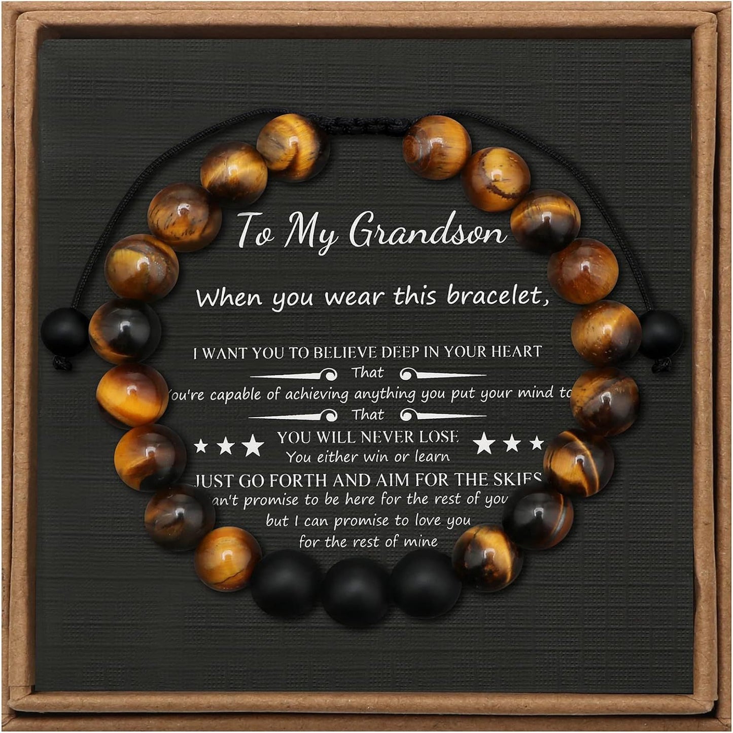Men's Stone Tiger Eye Woven Adjustable Beaded Bracelet