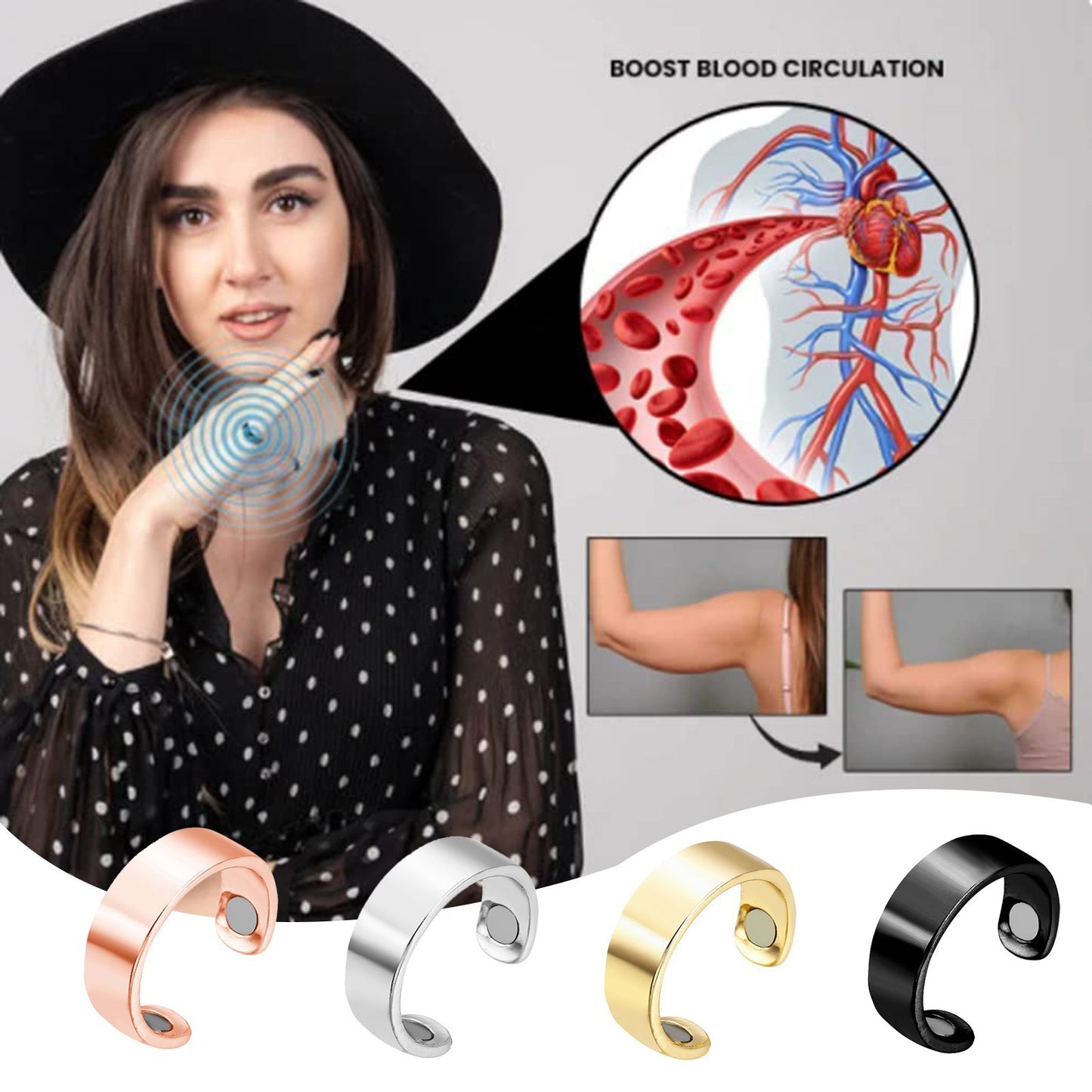 Personalized Magnet Magnetic Therapy Creative Opening Rings