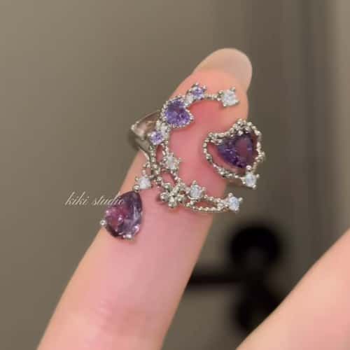 Purple Moon Zircon Water Drops Niche High-grade Ring