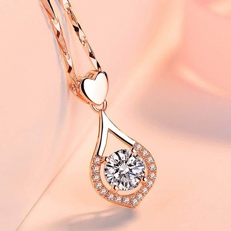 Fashion Sier Love Water Drop Tender Pendants