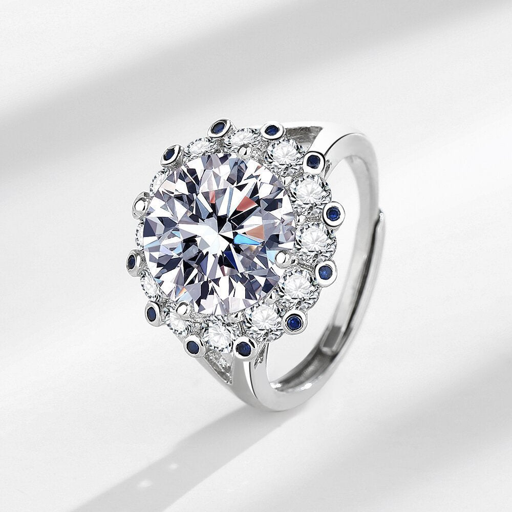Eight Hearts Arrows Zircon Imitation Moissanite Female Male Six Claw Ring