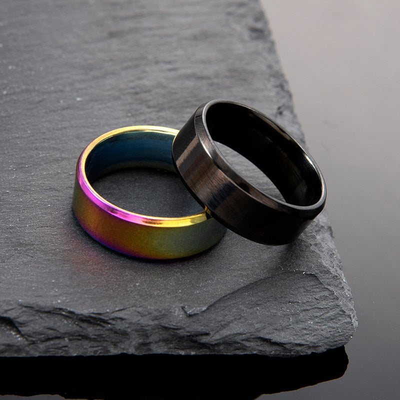 Men's Titanium Steel Frosted Glossy Stainless Brushed Rings