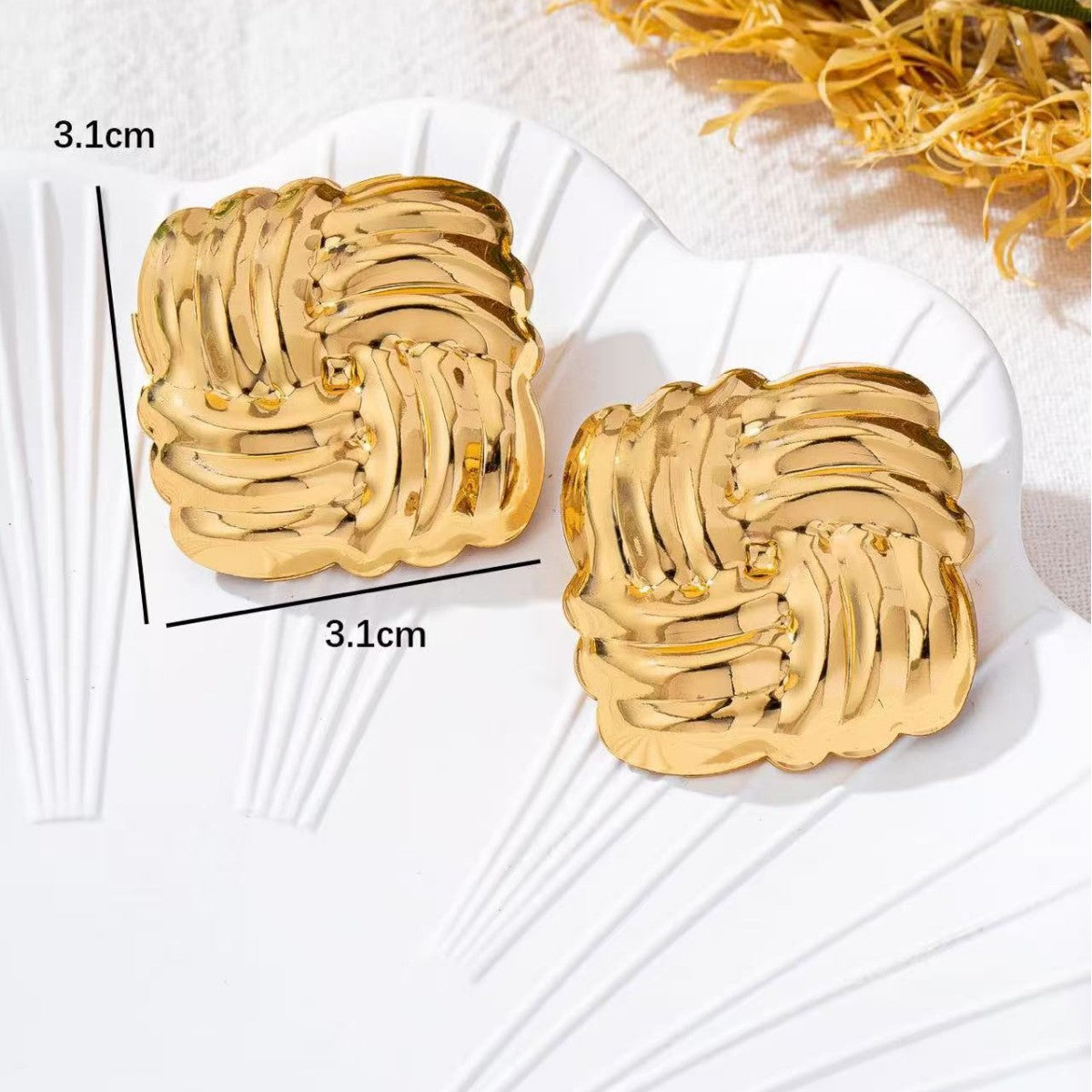Women's Fashion Geometry Pattern Square Texture Simple Personalized Suitable For Stud Earrings