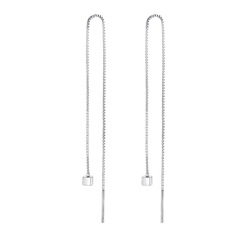 Women's Square Lines Summer Simple Cold Style Long Tassel Sleep Without Ear Line