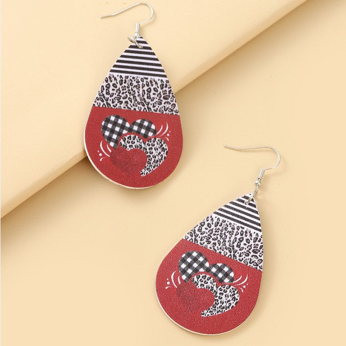 Valentine's Day Water Drop Heart-shaped Red Earrings