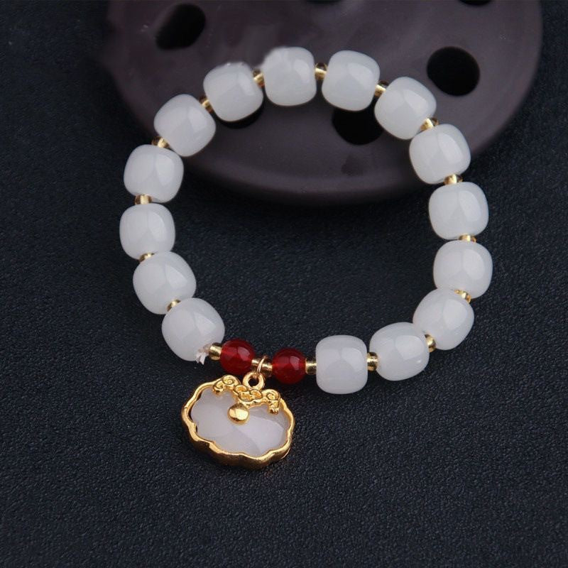 Big Flat Buckle Simple Female Lucky Beads Bracelet