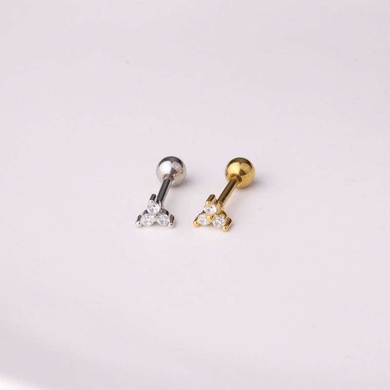 Stainless Steel Thick Pen Piercing Simple Zircon Ear Bone Fashion Rings