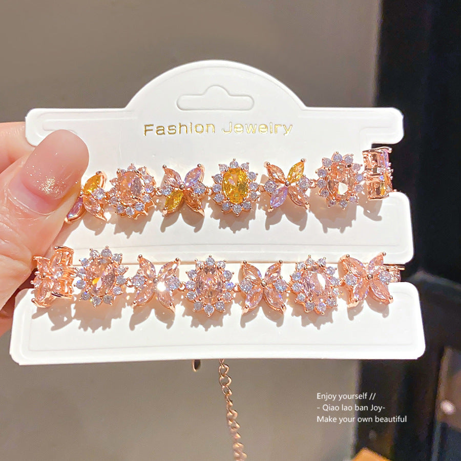 Women's Zircon Oval Flower Unique Design Simple Fashion Exquisite Light Luxury Bracelet