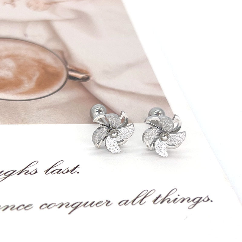 Women's Steel Frosted Gold Clover Lines Rose Temperamental Tassels Stainless Long Ear Line