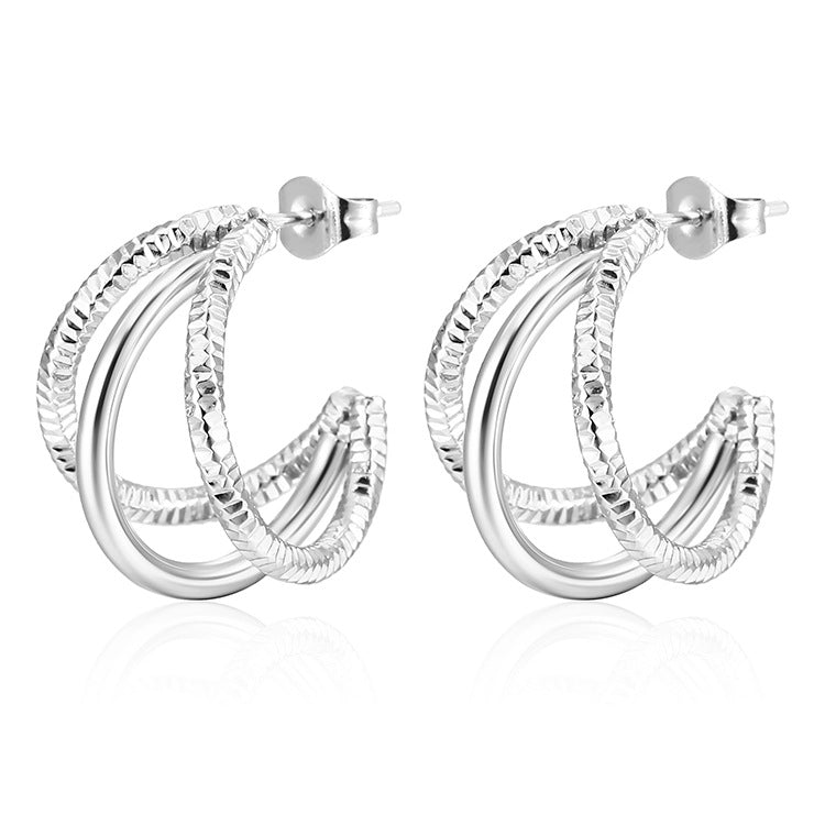 Women's Gold-plated Pattern Line Stainless Steel Trendy Earrings