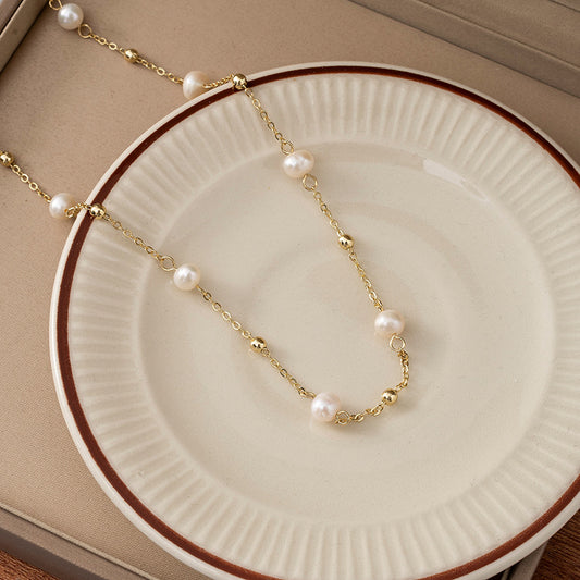 Pearl Gold Electroplated Clavicle Chain Simple Necklaces