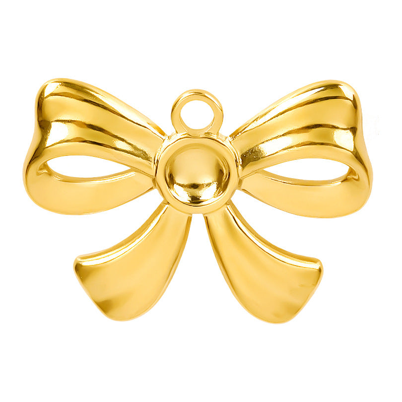 Stainless Steel Golden Bow Fashion Ornaments Pendants