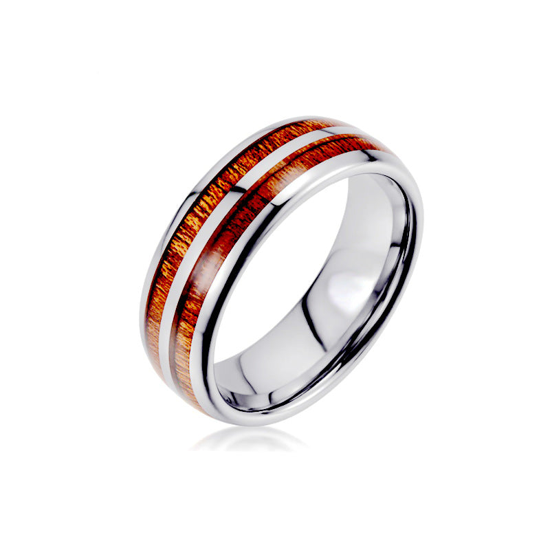 Men's Steel Retro Style Wood Grain Dripping Rings