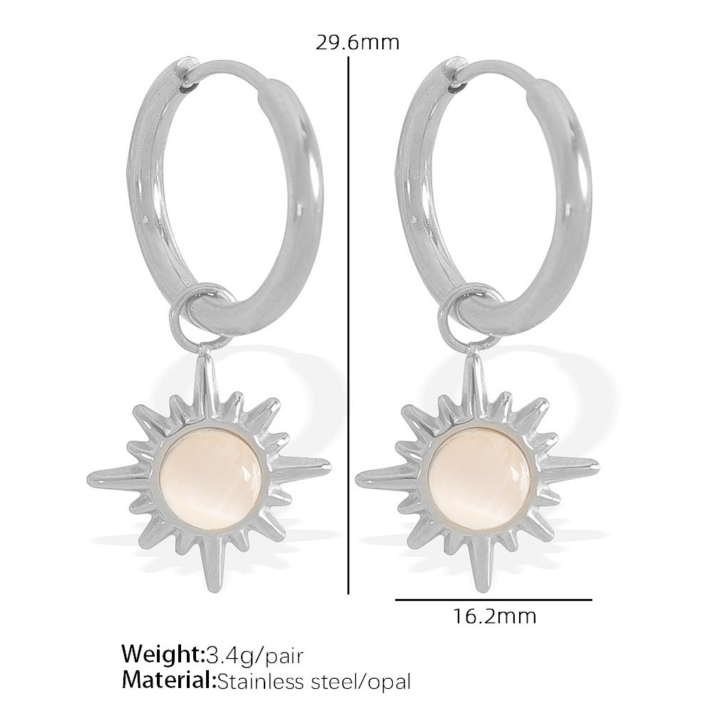 Women's Korean Style Personalized Face Repair Buckle Titanium Steel Gold Plated Earrings