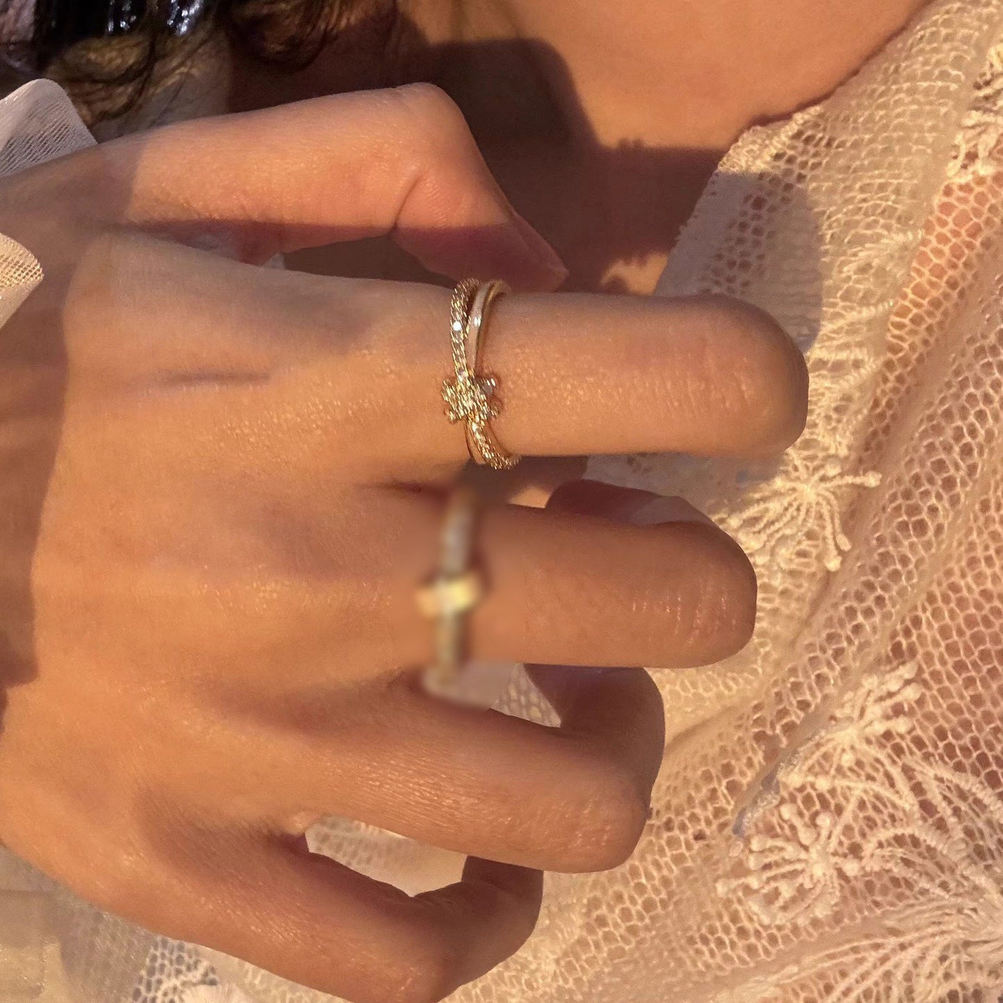 Zircon Simple Female Opening Adjustable Index Finger Light Luxury Rings