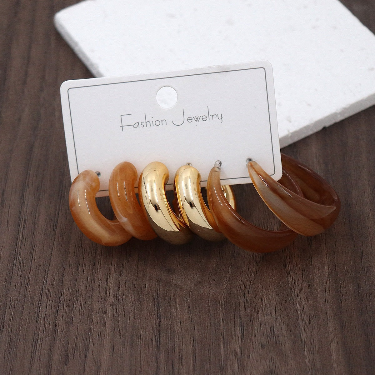Women's Color Resin Leopard Print Pairs Retro Fashion Earrings