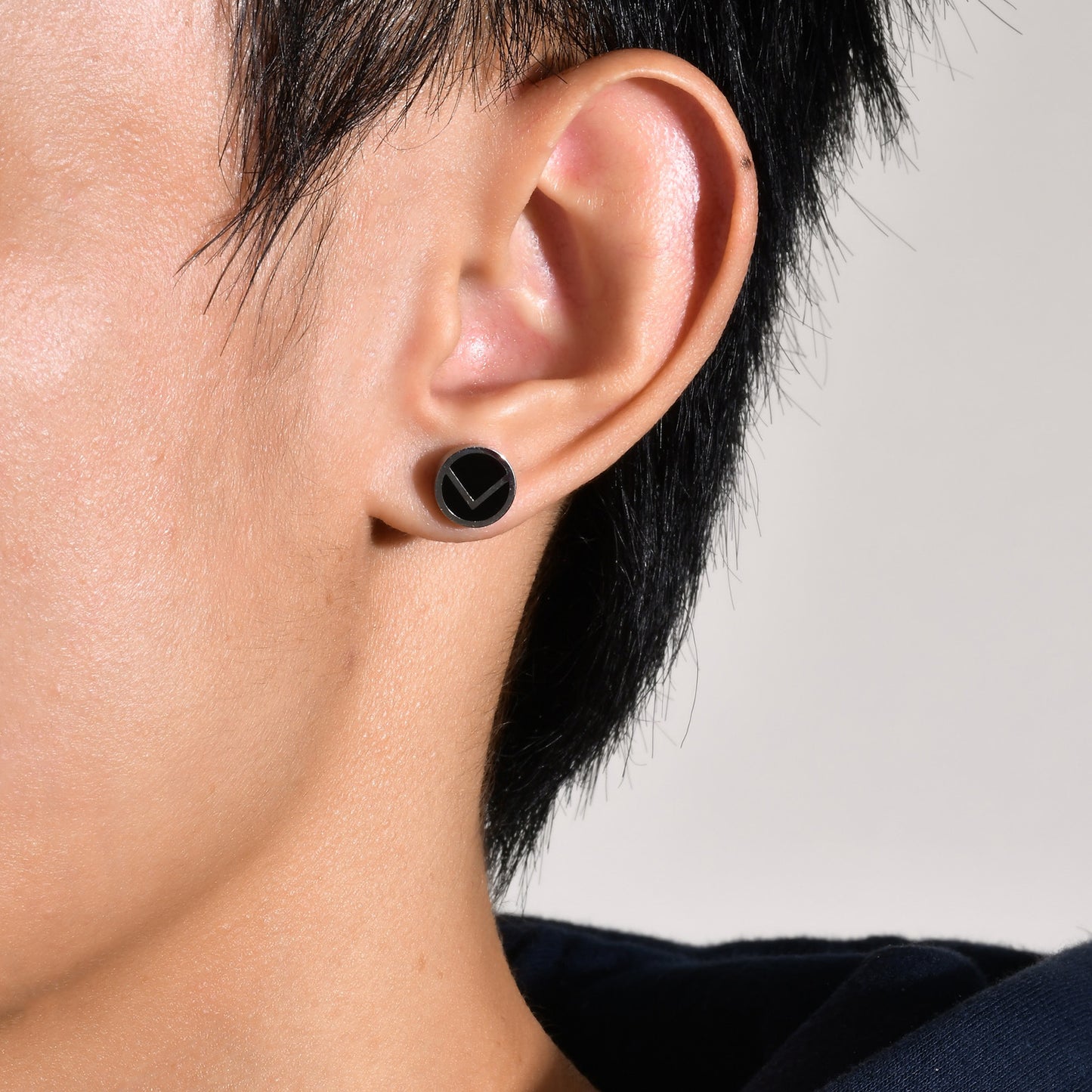 Men's Titanium Steel Ear Simple Single Metal Stud Earrings