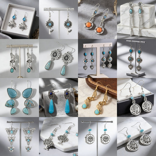 Women's Multiple Options Bohemian Ethnic Turquoise Eardrops Combination Earrings