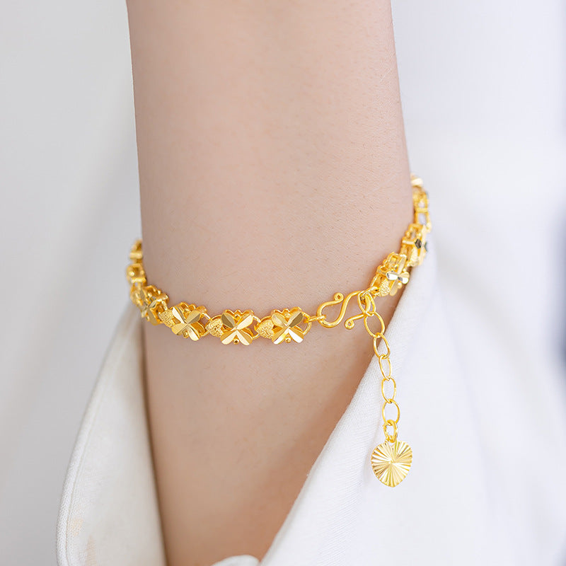 Niche Alluvial Gold Four-leaf Clover Copper Plated No Bracelet