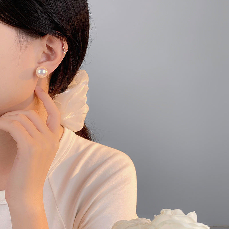 Cheng Pearl Pure Sier High-grade Light Earrings