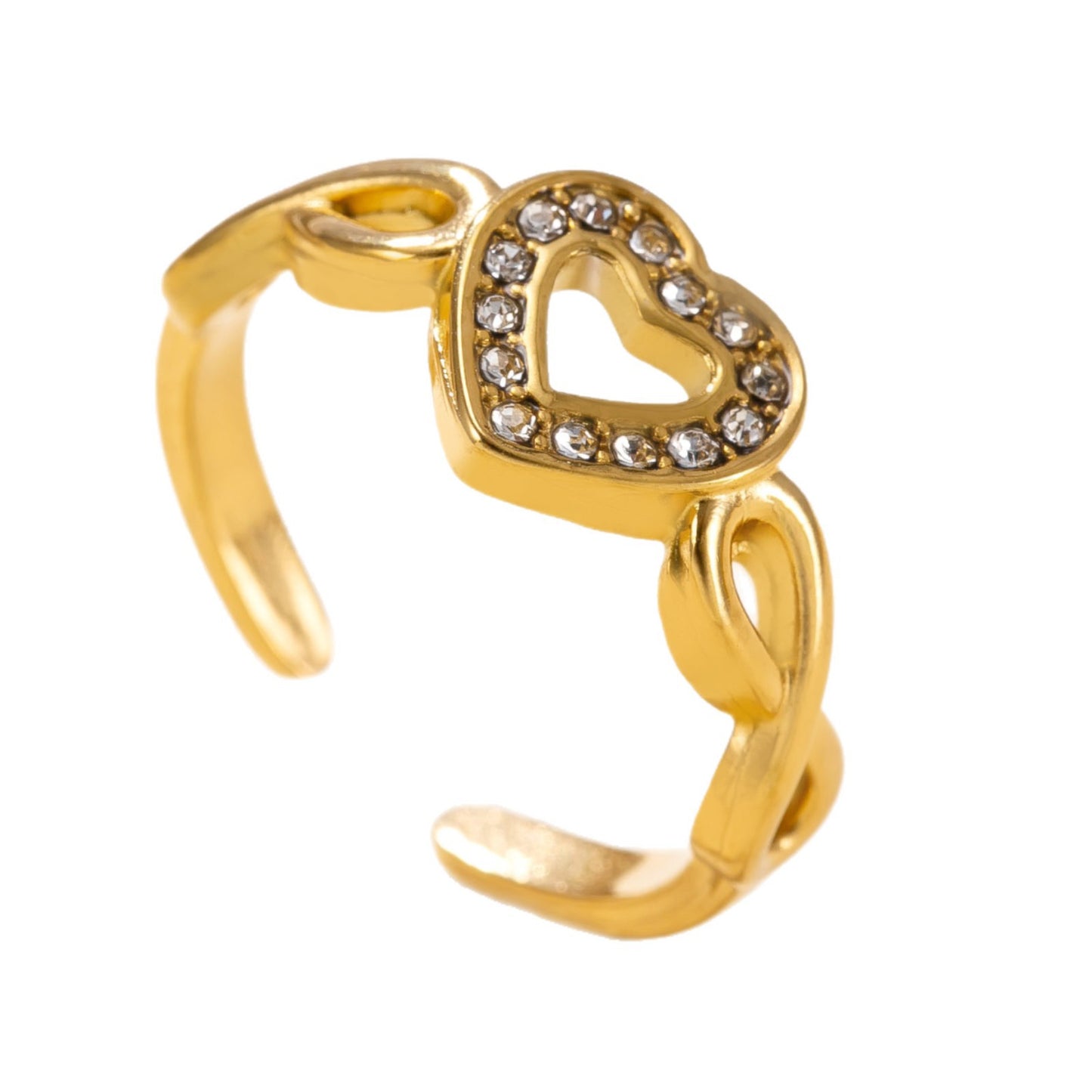 Titanium Steel Casting Chain Hollow Heart Index Finger Sweet Fashion Ring