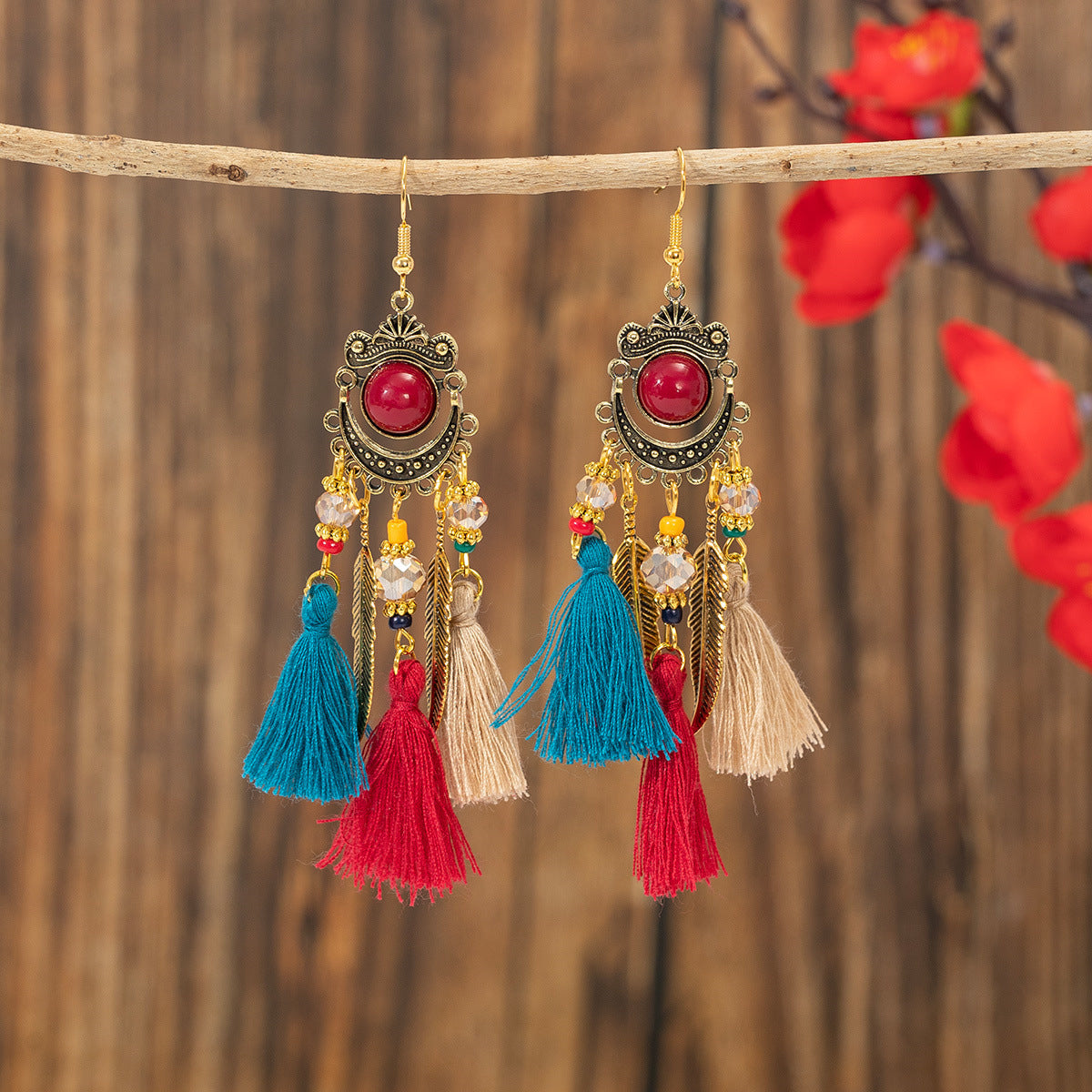 Style Retro Long Fringe Ear Hook Bohemian Yunnan Earrings