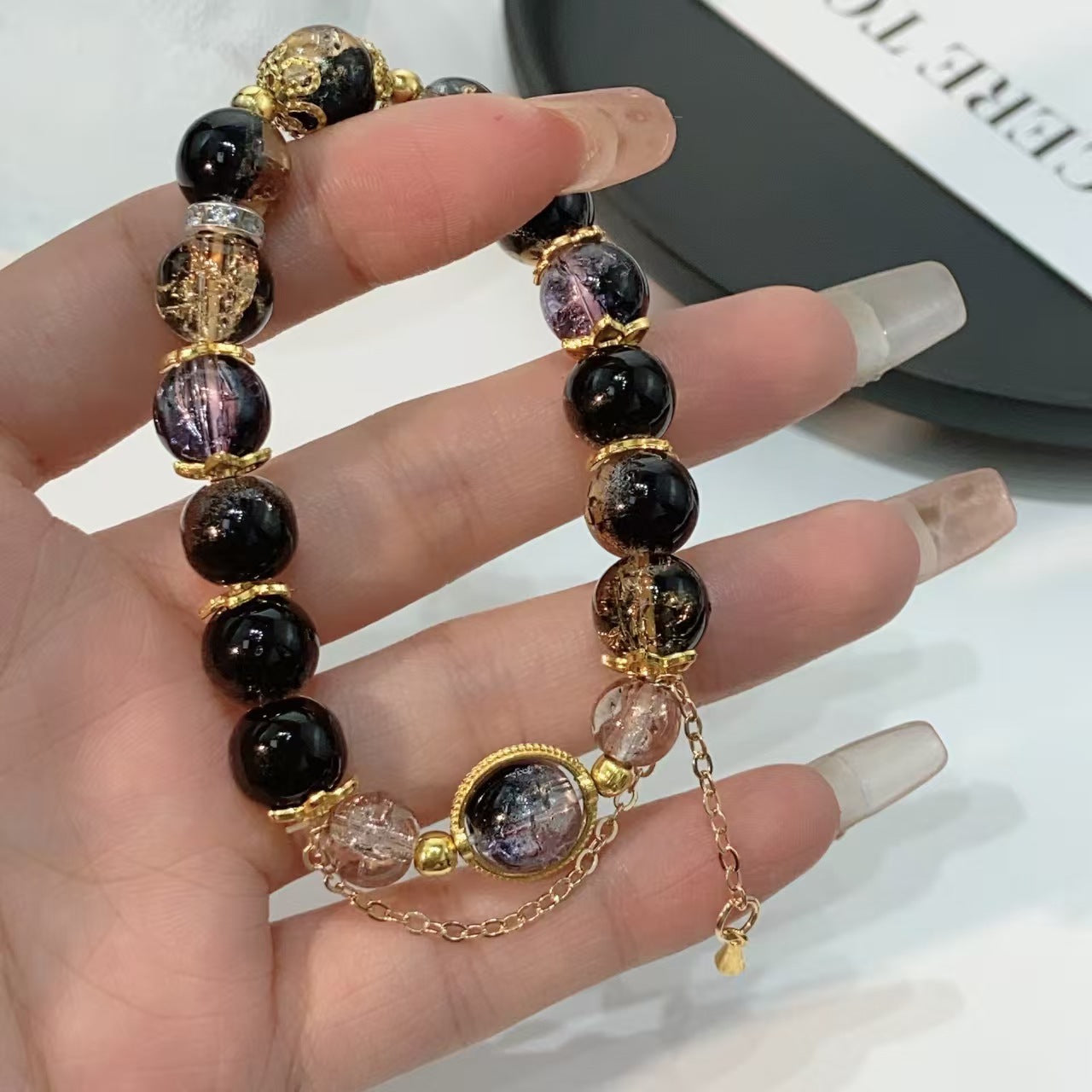 Women's Black Colored Glaze Beaded Graceful Personality Bracelet
