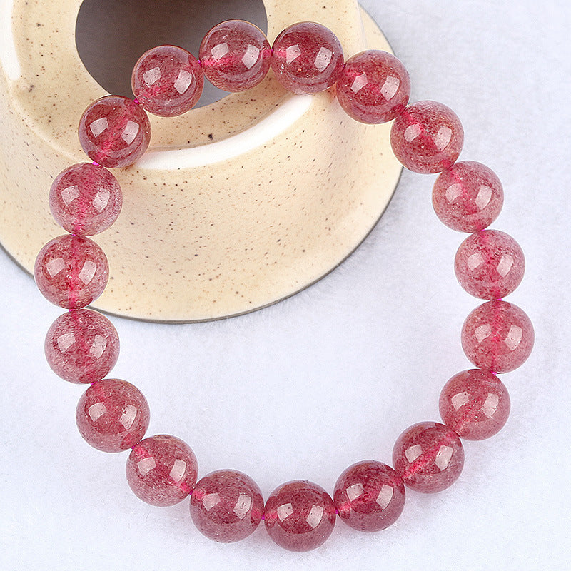 Natural Strawberry Quartz Crystal Ornament Iced Bracelets