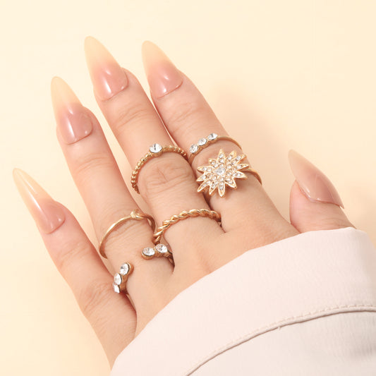 Combined Personality Sunflower Moon Spot Drill Rings