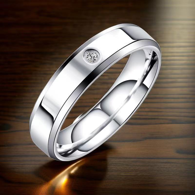 Steel Couple Pairs Of Wind Diamond Niche Simple Rings