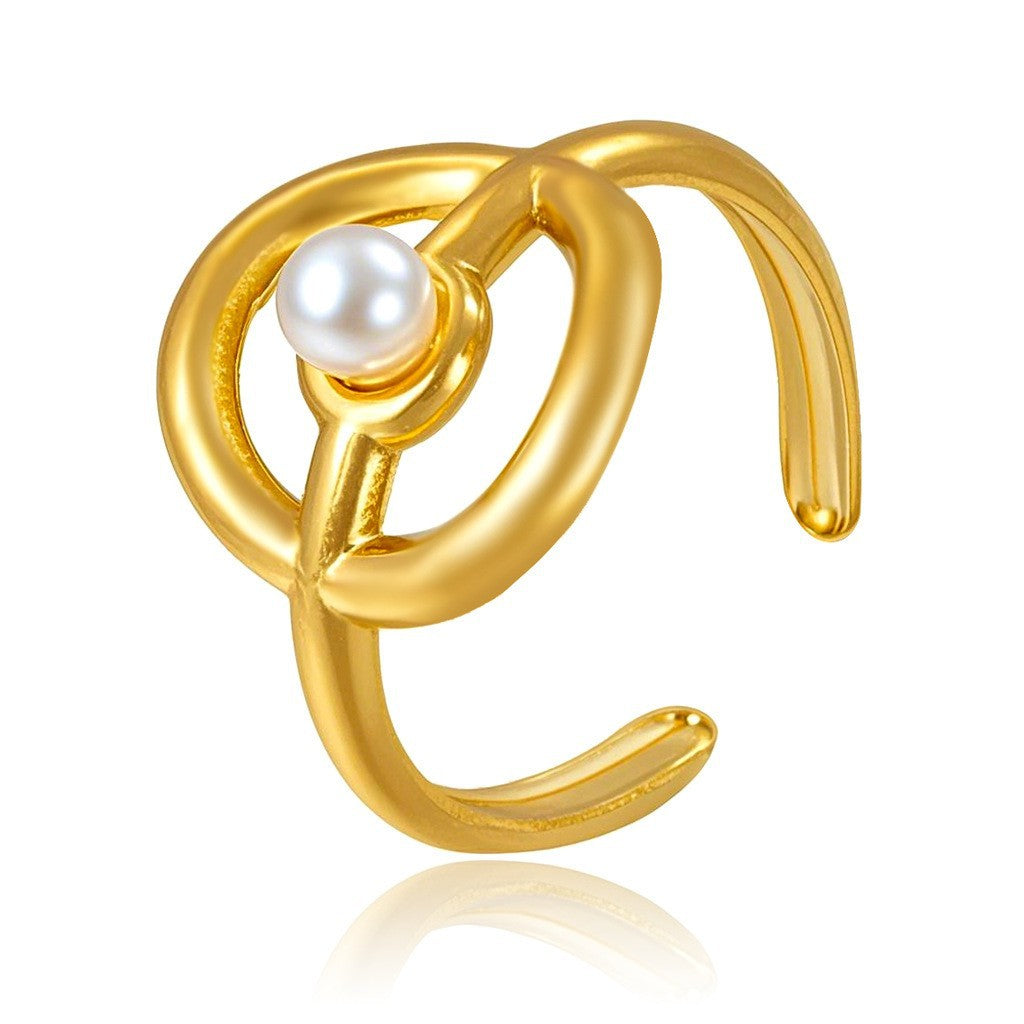 Stainless Steel Irregular Line Love Heart-shaped High-grade Ring