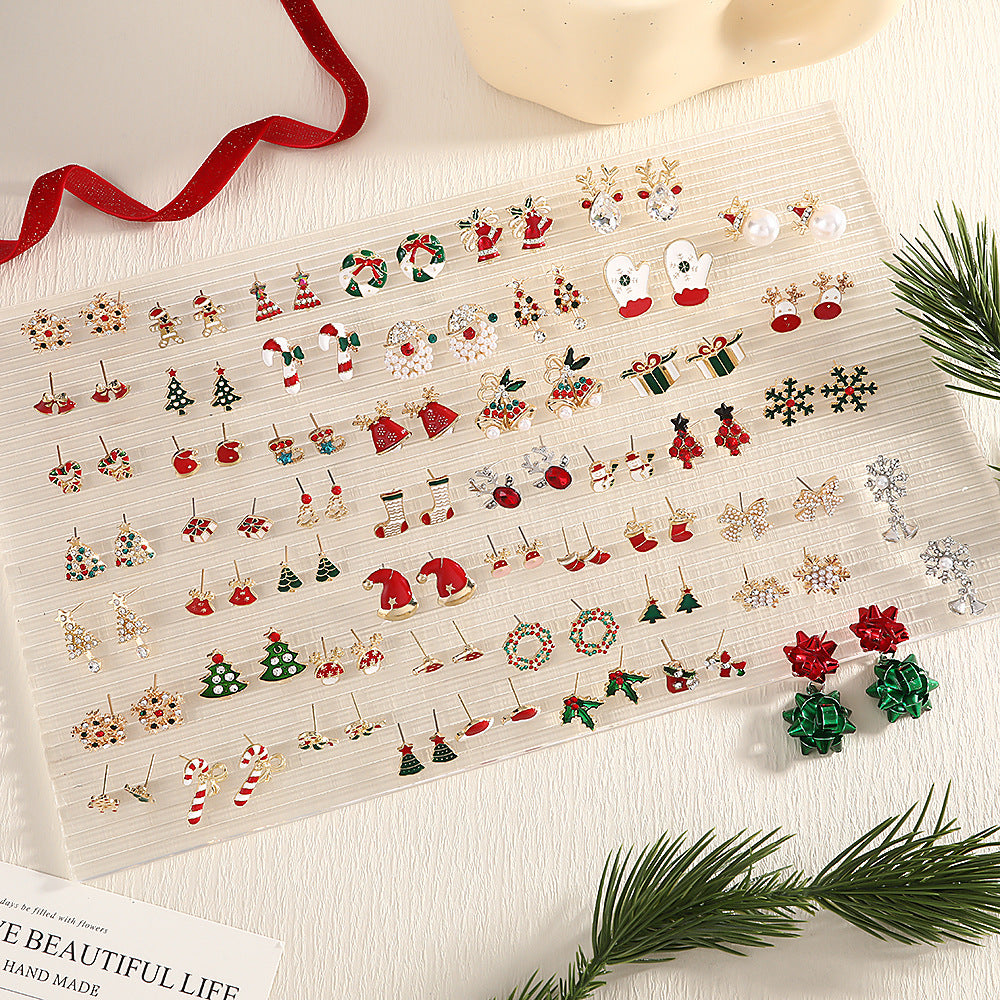 Fashion Elk Tree Snowflake Rhinestone Personalized Stud Earrings