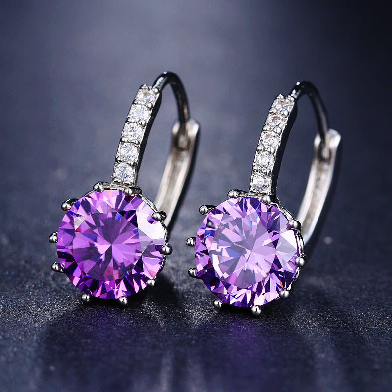 Korean Fashion Round Diamond Zircon Female Temperament Personality Simple Earrings