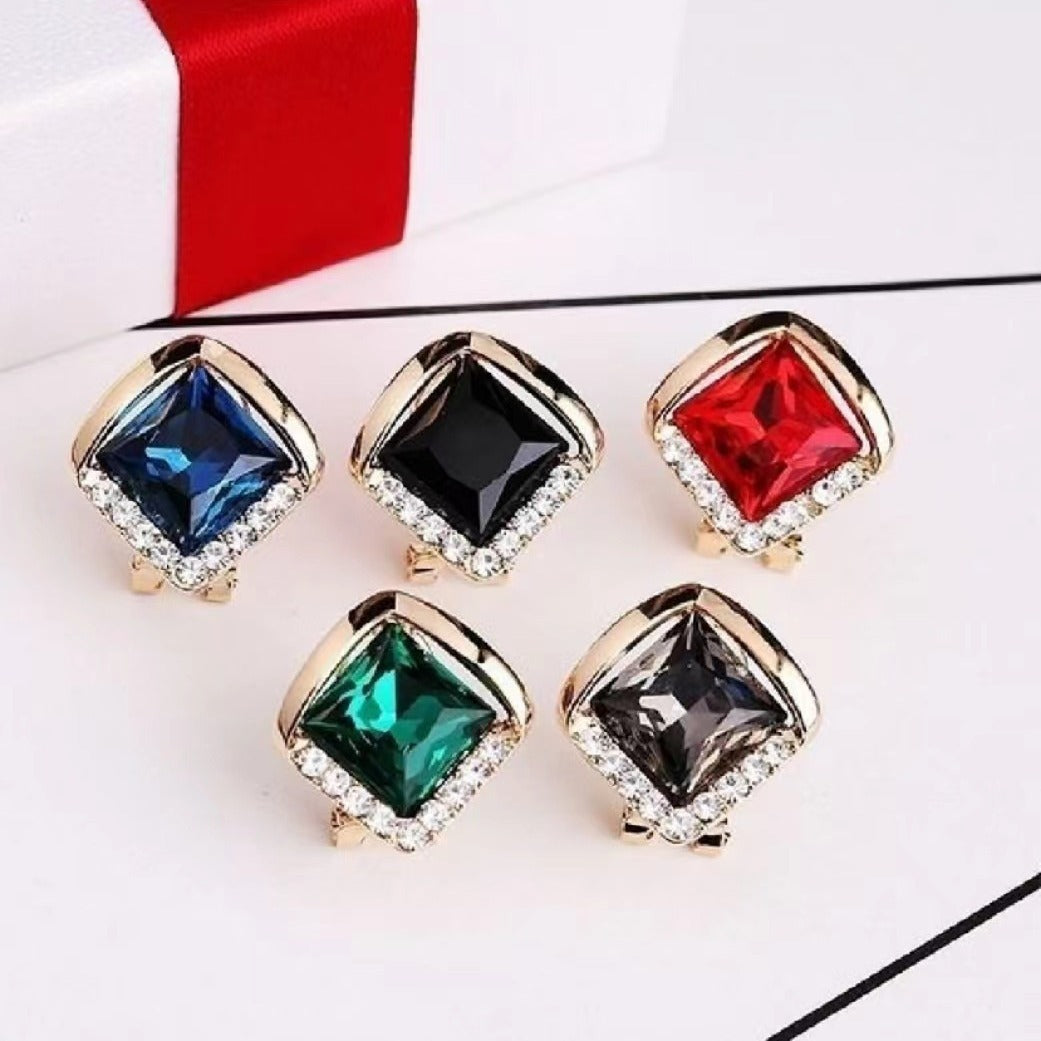 Diamond Purple Crystal Sier Needle Exquisite Versatile Ear Buckle