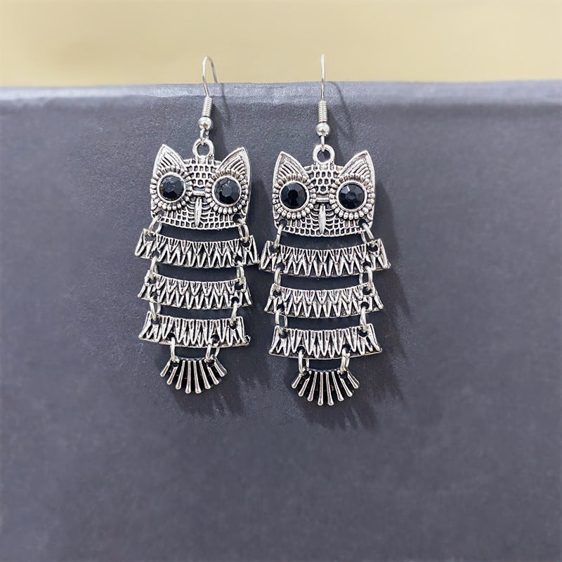 Owl Cute Colorful Retro Ethnic Style Exotic Earrings