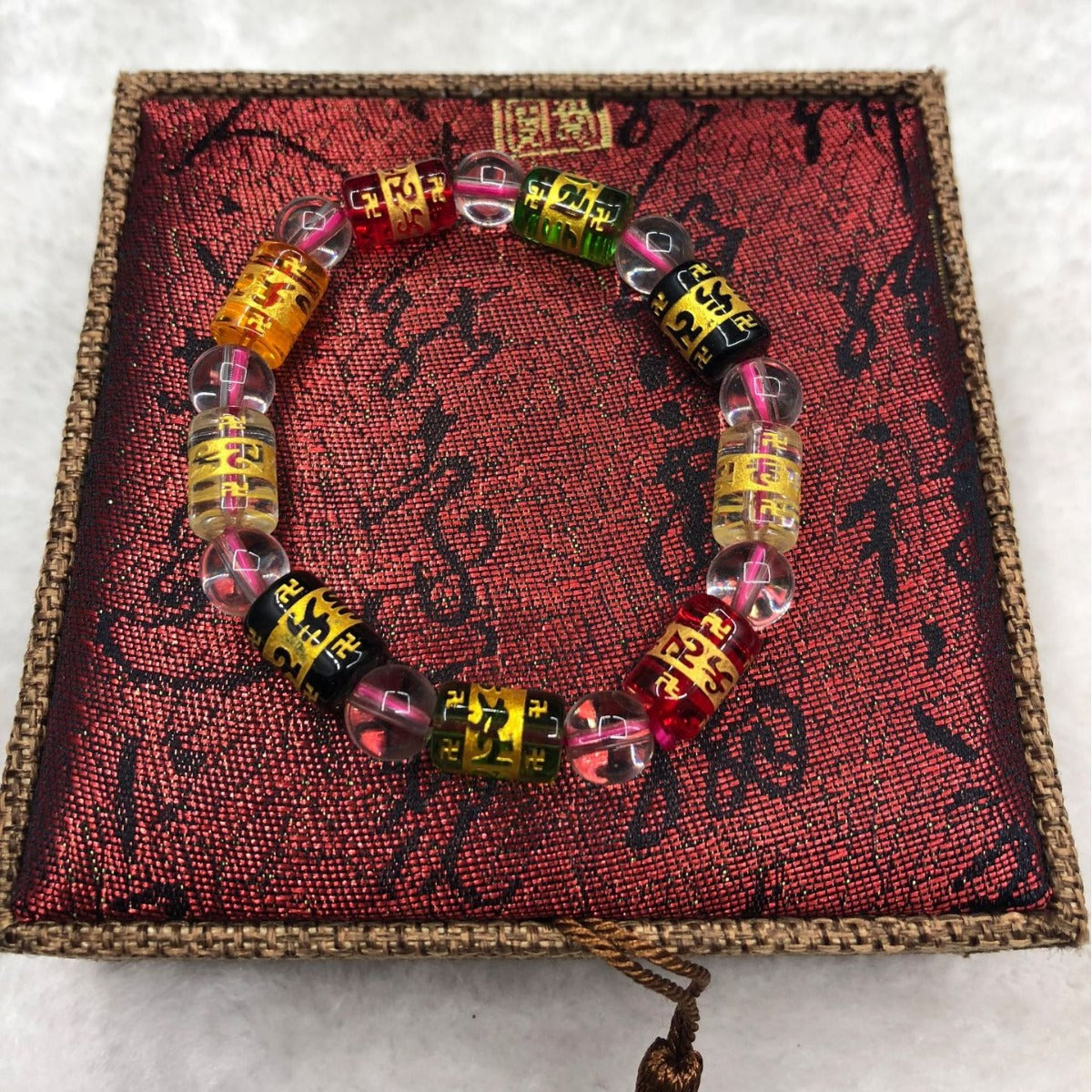 Stall Black Six Words Proverbs Barrel Beads Bead Right Rain Bracelet