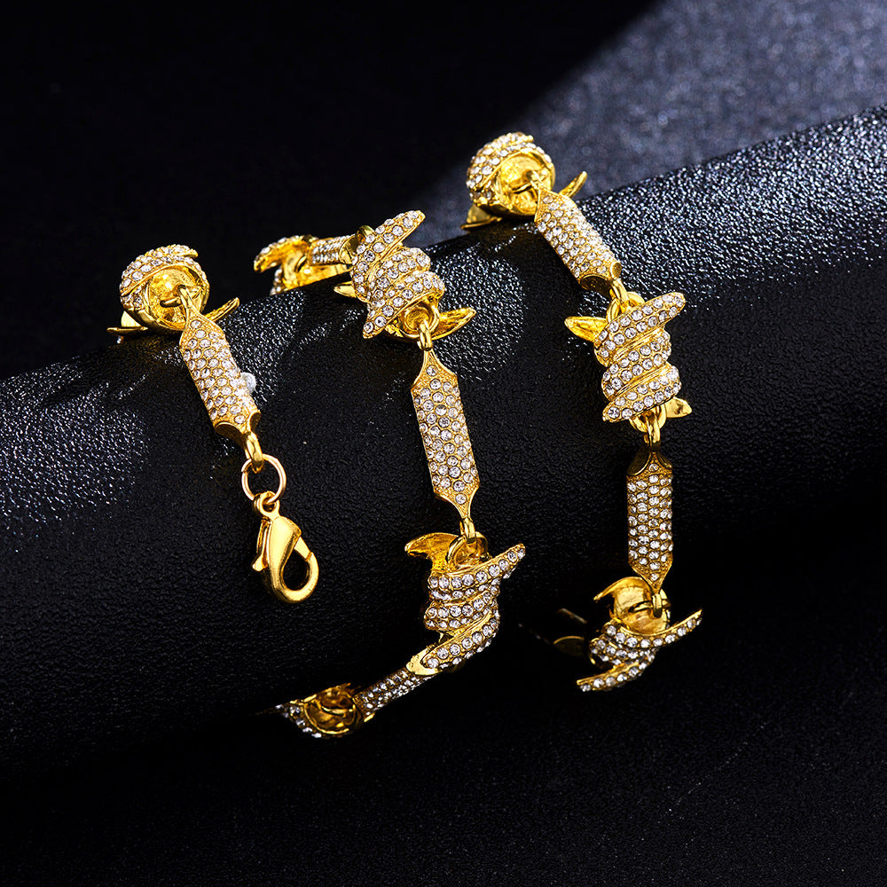 Hip Hop Irregular Three-dimensional Alloy Dense Inlaid Infinite Chain Cuban Necklace