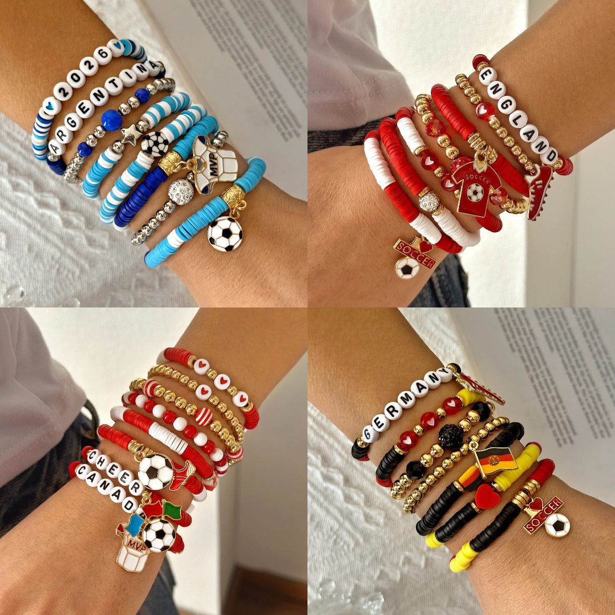 Style Theme Argentina Brazil Germany Football Game Bracelet