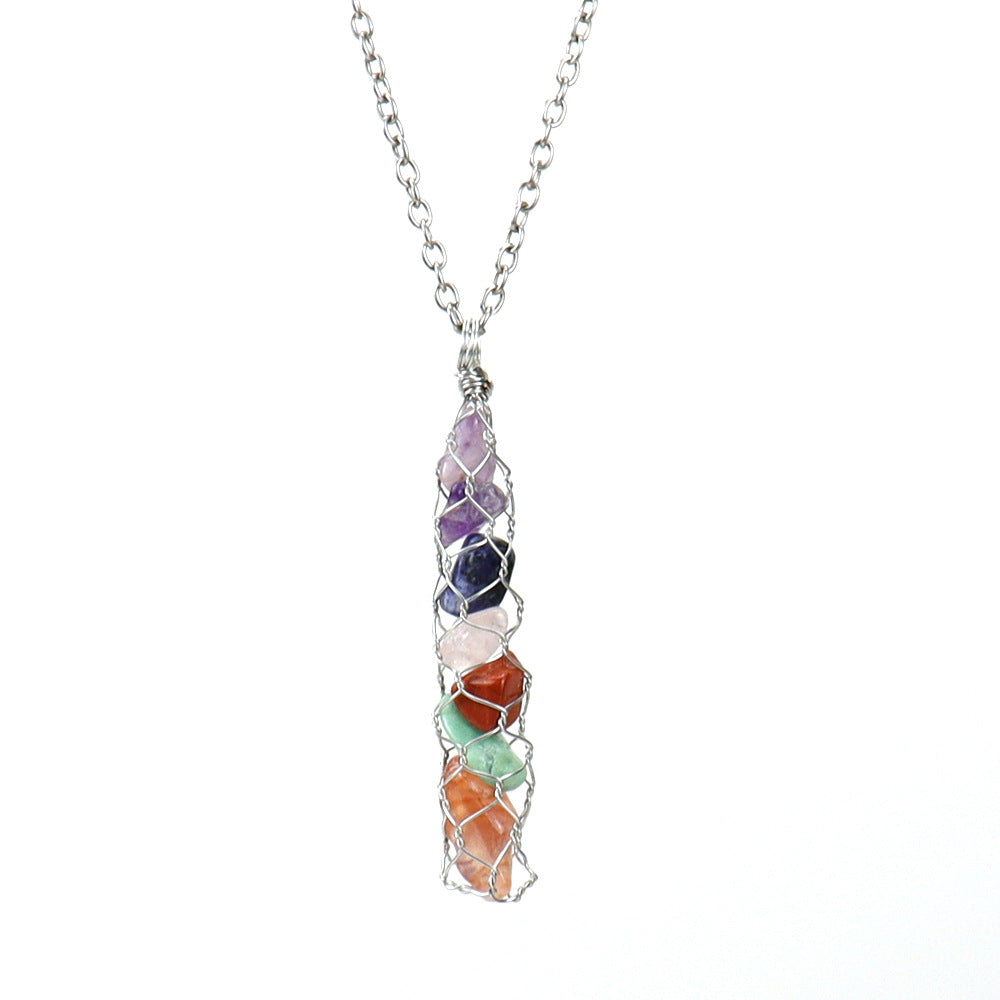 Handmade Winding Natural Gravel Crystal Amethyst Agate Necklace